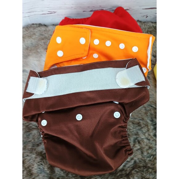 Kawaii Baby Reusable Cloth Diapers Adjustable Fit Multi-Color Pack Of 6 With Sna - Picture 5 of 8